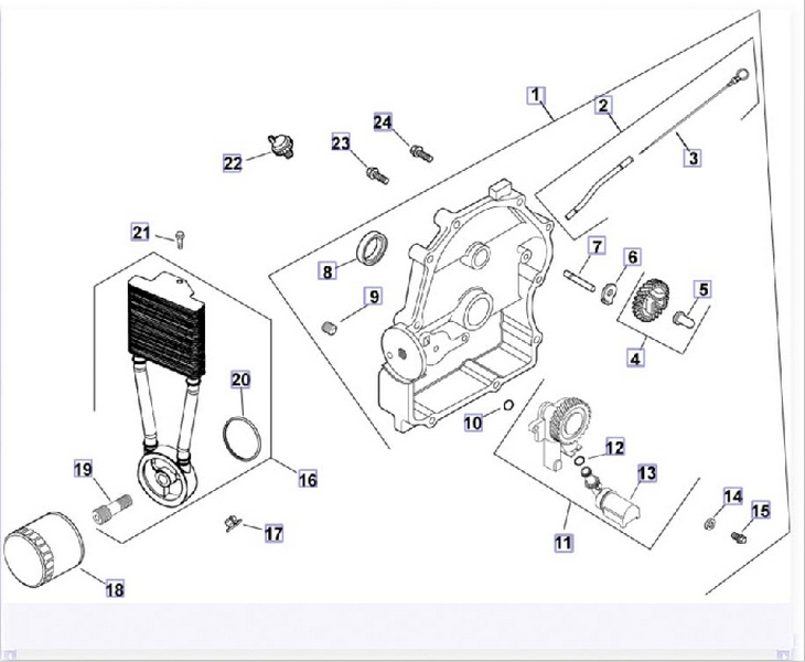 Система смазки  двигателя Kohler CH 740-3201